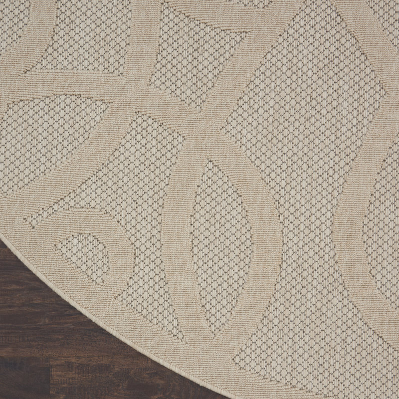 Yajat Geometric Indoor / Outdoor Rug, Round 7'10"