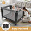 Parc pour bébé 2 en 1 avec berceau et bar à jouets, sac de voyage pliable-1877364976