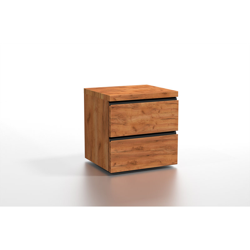 Jedrek 40cm W Solid Wood Bedside Table, Oak Brown