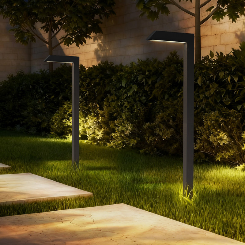 19''H LED Black Aluminum 4000K Outdoor Pathway Light with Etched Frosted Glass