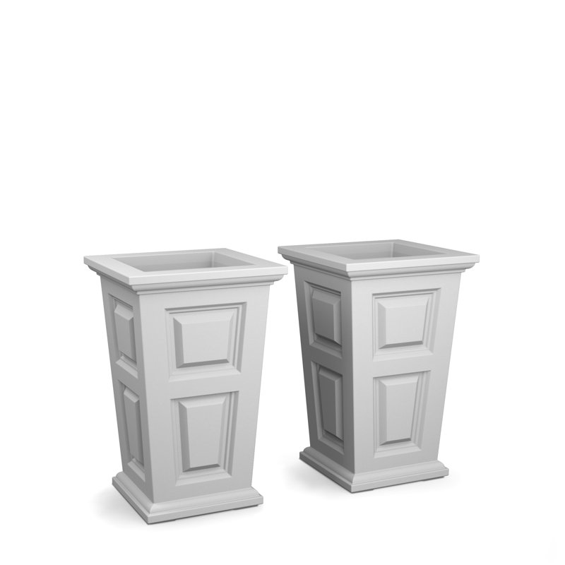 Pot à fleurs en résine Siriana, Blanc, Set of 2