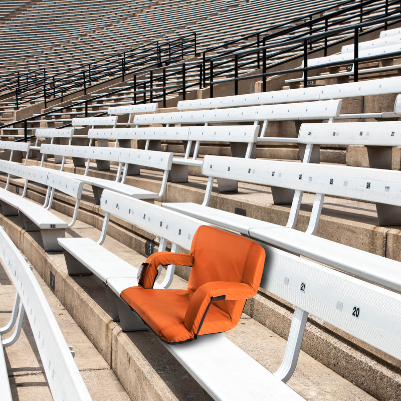 Home-Complete - Wide Reclining Stadium Seat Cushion with Back Support, Armrests, 6 Adjustable Positions and Carry Straps - Portable Stadium Seats and Bleacher Chairs with Back and Cushion