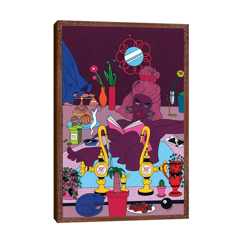 Bath by Cosmo - Print on Canvas, Classic Brown Wood Framed Canvas, 101.6cm H x 20.32cm W x 3.81cm D