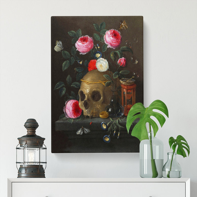 Skull and Roses by Jan Van Kessel - Wrapped Canvas, 76cm H x 50cm W x 3cm D
