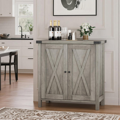 Grey Coffee Bar Console Table, with Adjustable Shelf for Kitchen, Dining Room or Living Room (30"W x 15.7"D x 31.5"H)