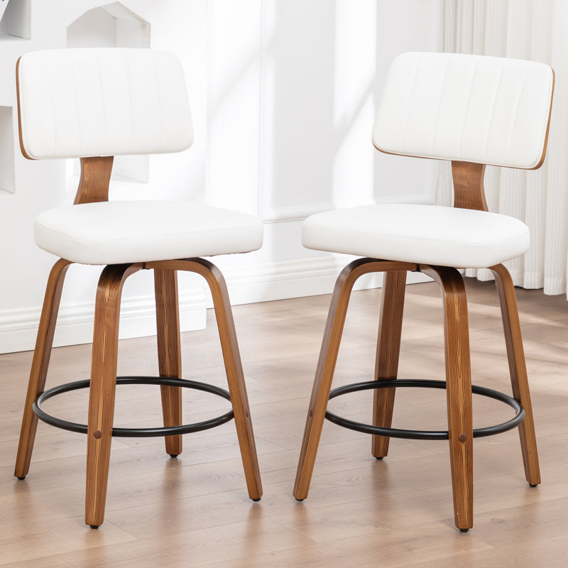 Tabourets de bar et de tabouret pivotants rembourrés Modern, Blanc
