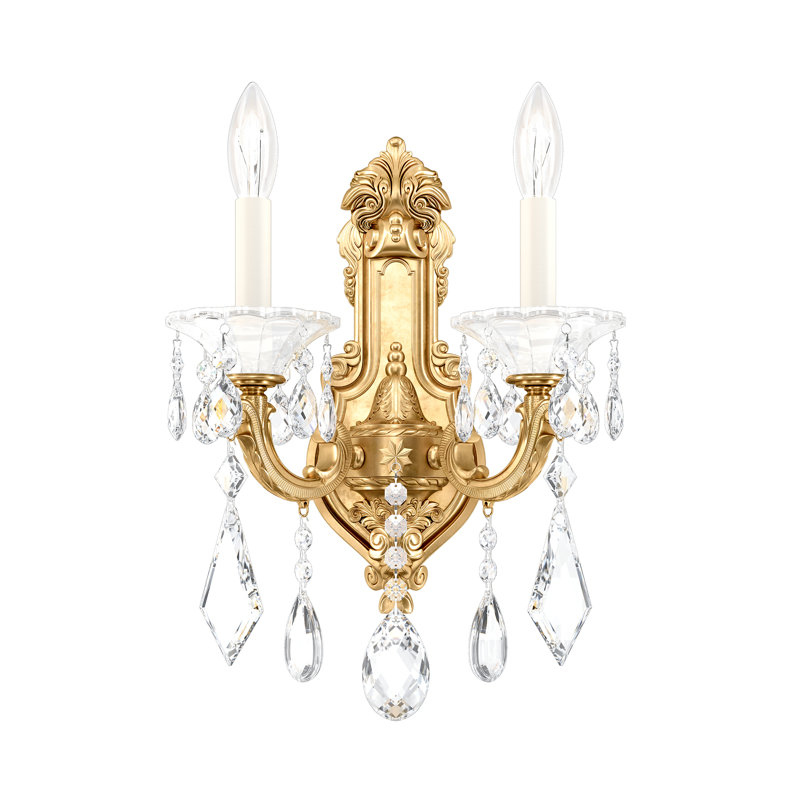 La Scala Candle Wall Light, Heirloom Gold, Handcut Clear
