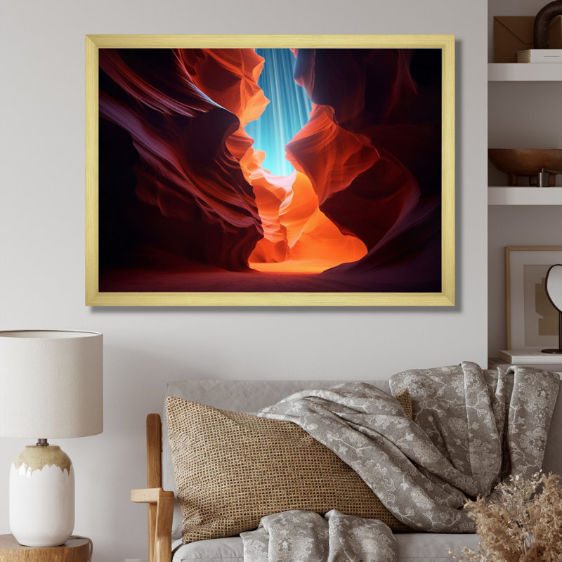 «Upper Antelope Canyon IV», reproduction sur toile, H 16 po x l 32 po x P 1 po, Cadre doré à une seule photo