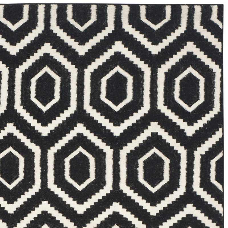 Normal Geometric Wool Hand Woven Area Rug, Rectangle 122 x 183 cm