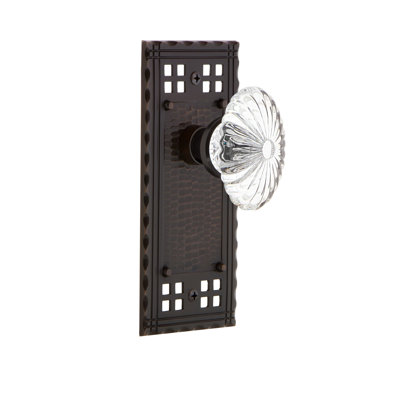 Plaque artisanale avec bouton de porte ovale en cristal cannelé