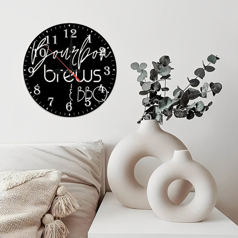 Horloge murale en bois 10 po, mouvement silencieux, à piles (piles AA non incluses), décor artistique, parfait pour les décorations