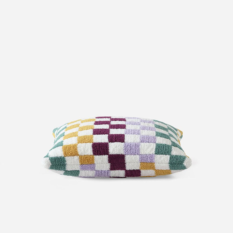 Checkerboard Checkered Pillow Cover & Insert, 20" H x 20" W' x 1.4" D, Mardi Gras Checkered