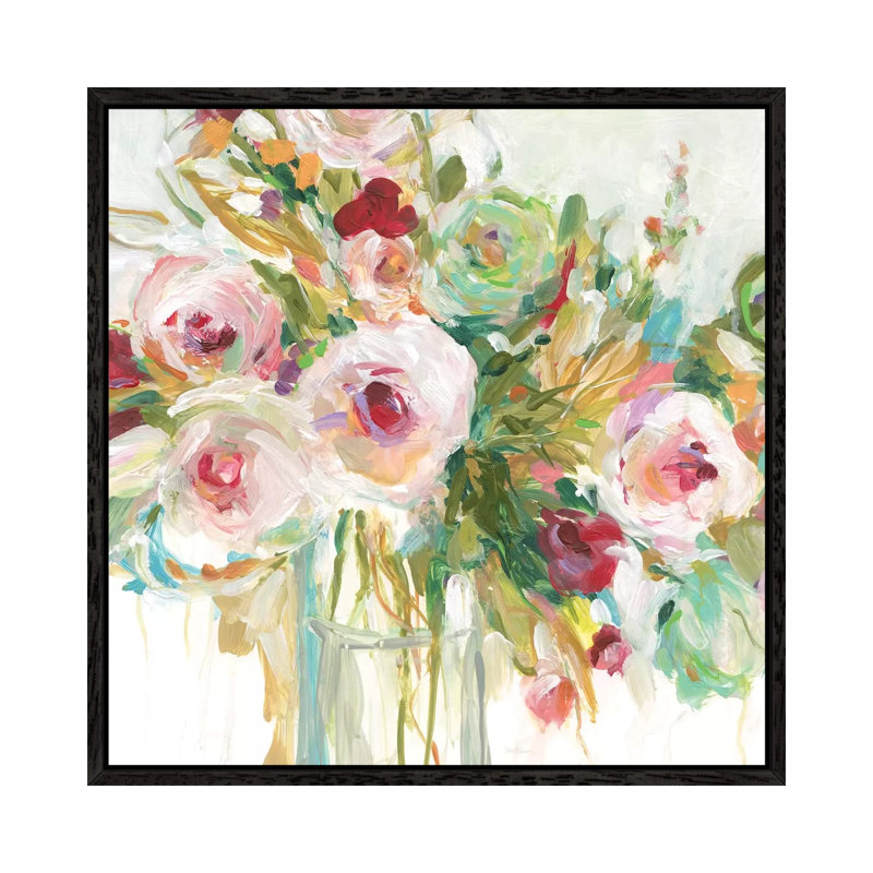 Floral Abandon by Carol Robinson - Wrapped Canvas Painting, 45.72 cm H x 45.72 cm W, Black Framed Canvas