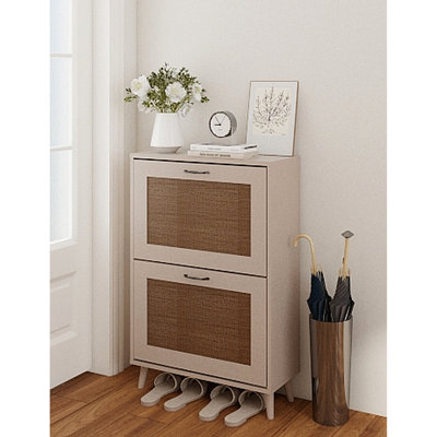 2 rangements de chaussures d'entrée - et pratique, peut contenir jusqu'à 12 paires, facile d'accès, bois d'ingénierie gris antique, support de 9,2 po de largeur, stable, spacieux, rapide, 23,03 de profondeur