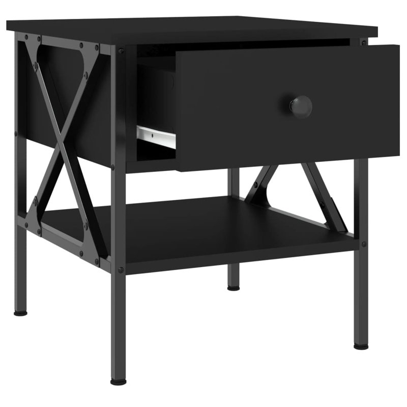 Tahnaout 40cm W Iron Bedside Table, Individual, Black