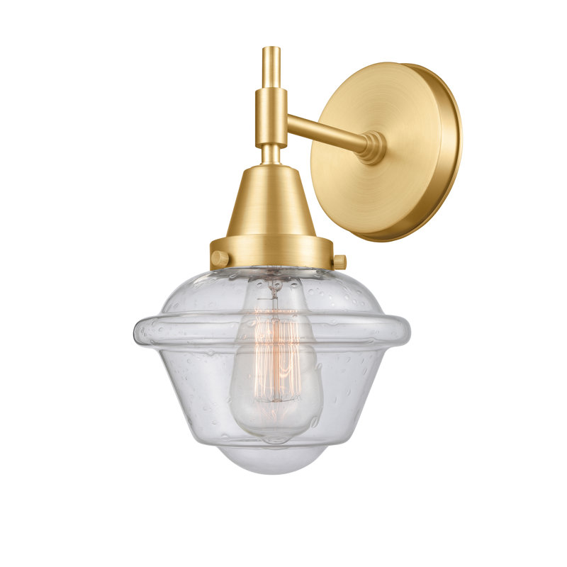 Gayle Chrome Armed Sconce, Seedy, 3.5 Vintage LED Bulb, Satin Gold