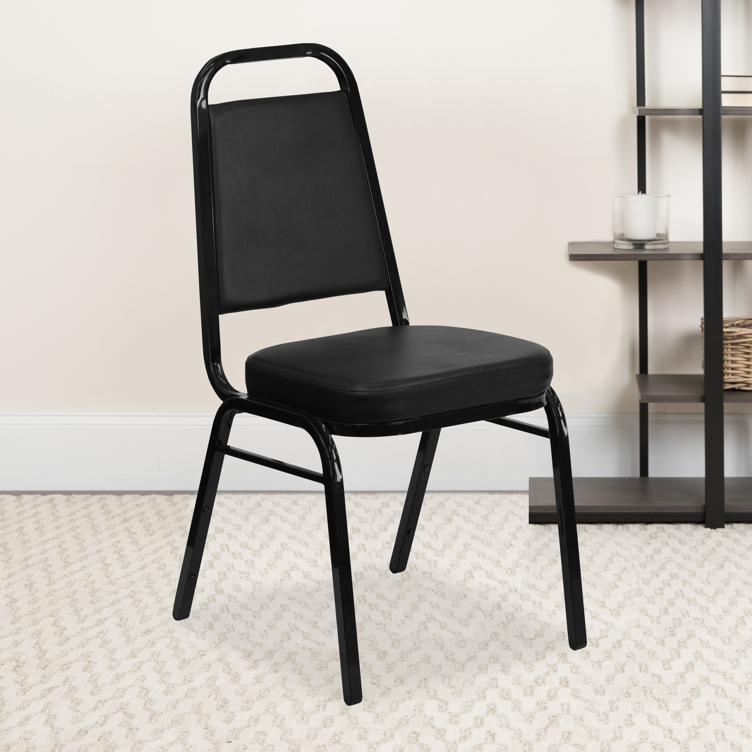  Flash Furniture HERCULES Series Crown Back Stacking Banquet  Chair in Black Vinyl - Silver Vein Frame : Flash Furniture: Office Products