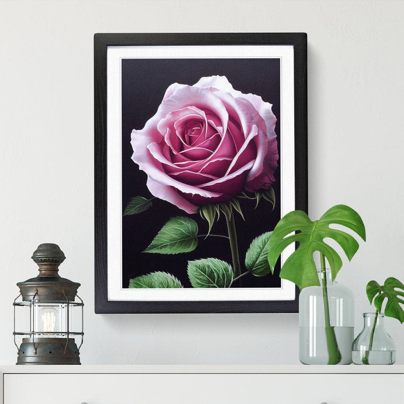 Rose Painting Traditional Vol.1 - Single Picture Frame Print, 34cm H x 25cm W x 2cm D, Walnut