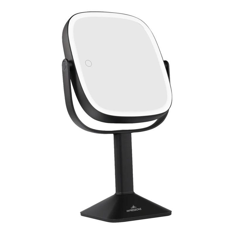 Clearview Dual Sided Tabletop Lighted Makeup Mirror, 7X Magnification Vanity Mirror With 360 Rotation, Black
