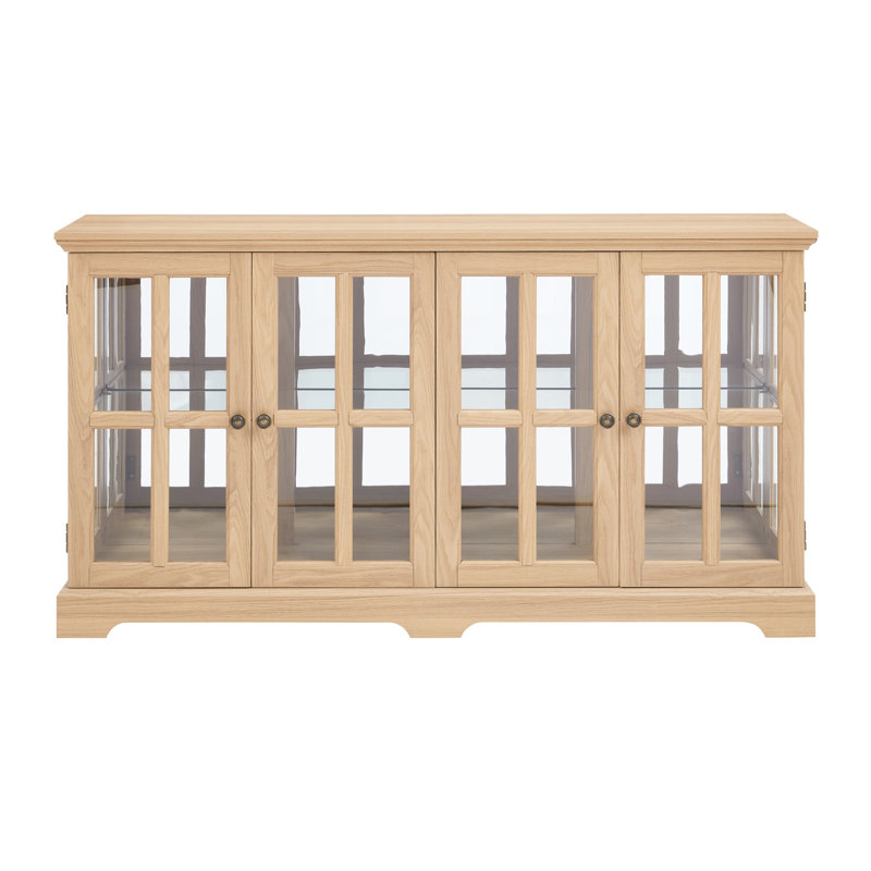 Armoire vitrée rétro avec portes en verre et éclairage à DEL télécommandés