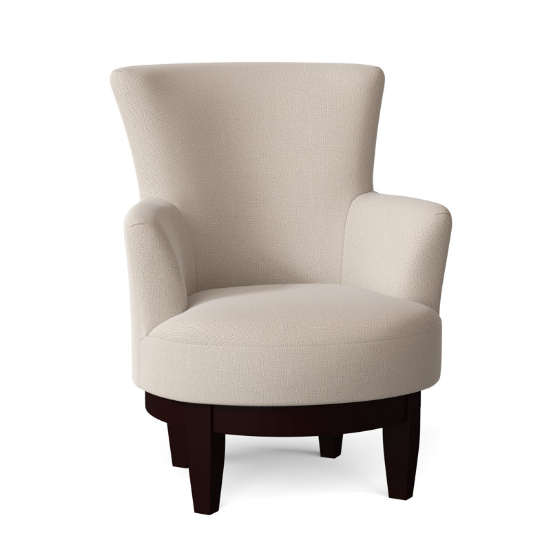 Justine Upholstered Swivel Armchair, Tusk Beige Performance, Espresso