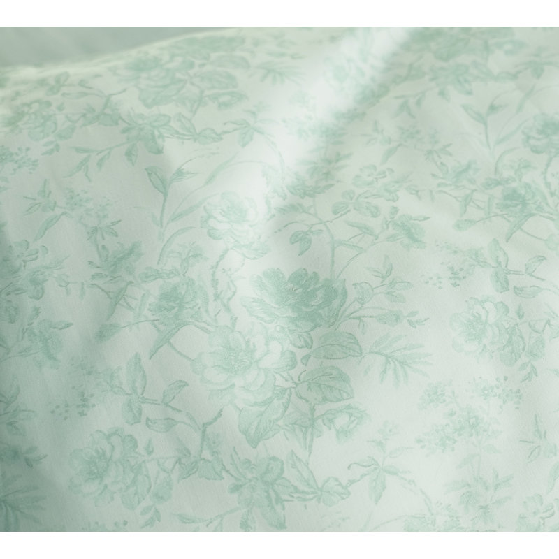 Taie décorative 2 pièces en mélange de lin chambray / rose / sauge, Très grand lit, Sauge