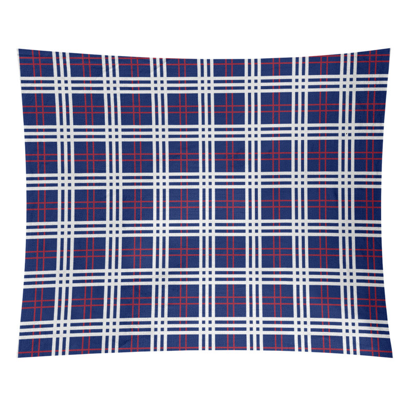 Tapisserie de luxe en microfibre New England, H 51 po x l 60 po, Bleu foncé / rouge / blanc