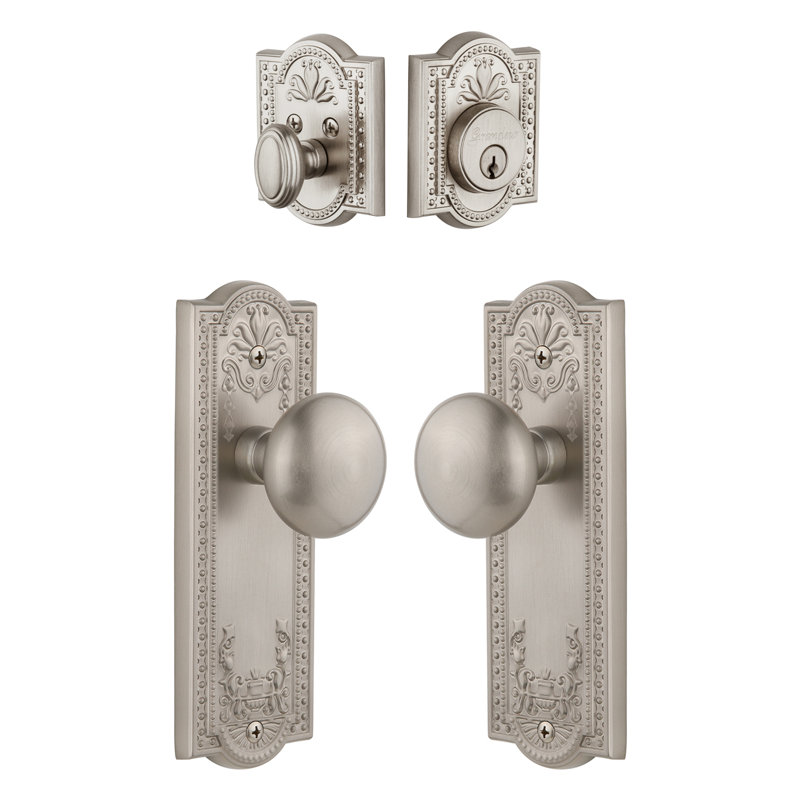 Parthenon Complete Entry Knob Set with Deadbolt, Satin Nickel
