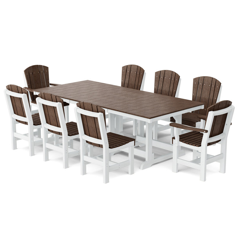 Ensemble de salle à manger 9 pièces 44 po x 94 po Heritage, Brun Tudor / blanc, 7-Piece