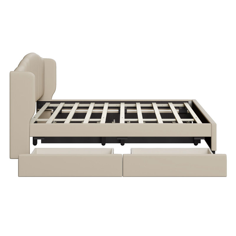 Qiwen Upholstered Storage Bed, Beige