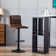 Rawlinson Adjustable Height Low Back Bar Stool with Leather Seat and Metal Base