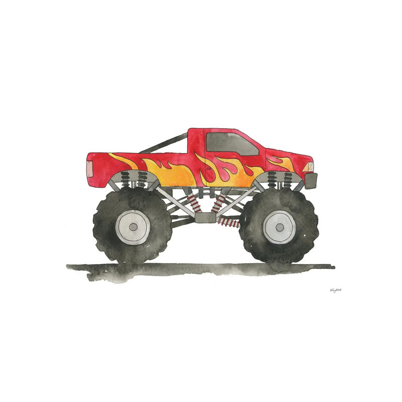 Monster Truck 1 Piece Wrapped Canvas Wall Art, 18" H x 12" W, Wrapped Canvas