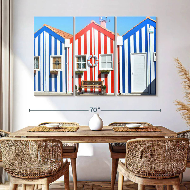 Lilie Striped Beach Huts, 42" H x 65" W