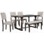 Ensemble de table et chaises de salle à manger 6 pièces avec pieds de forme spéciale et dossiers et coussins recouverts de mousse pour la salle à manger-993480486