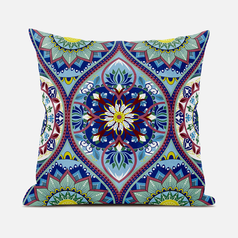 Housse et insert de coussin décoratif intérieur / extérieur en mélange de polyester, 26 po x 26 po, Blanc / Noir / Jaune