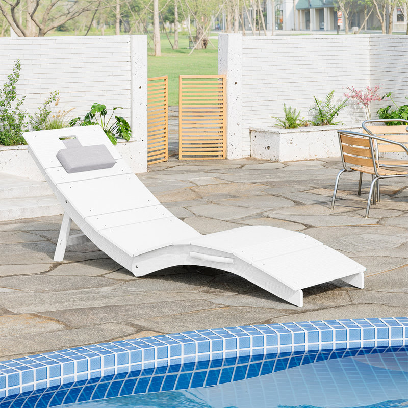 Portable Foldable Hips Patio Chaise Lounge，anti-drift Poolside Comfort With Adjustable Headrest & Sandbag Anchors，white