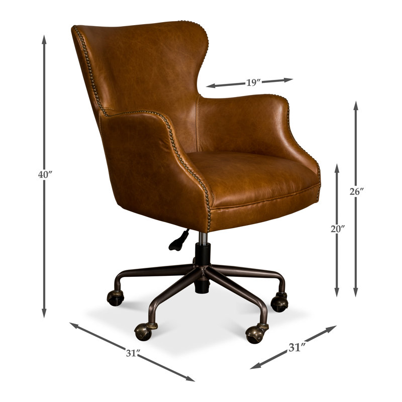 McKellen Leather Swivel Executive Chair, Cuba Brown