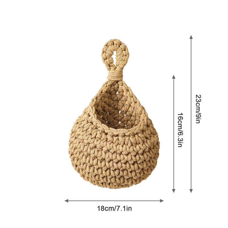 Boho Wall Hanging Fruit Baskets For Kitchen, Woven Produce Holder, Vegetable Hanging Basket For Organizing Teardrop Home Wall Potato Onion Storage And Potted Plants