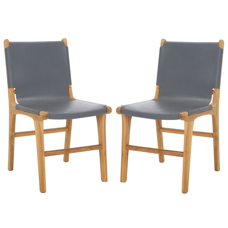 Chaise en cuir Cassaphina, Gris