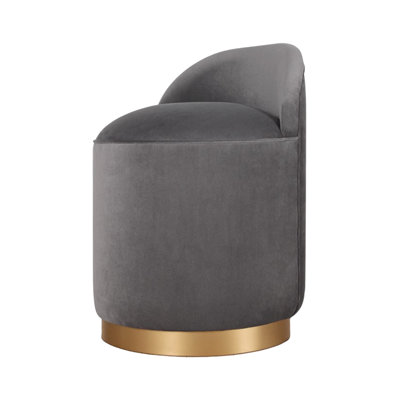 Luxurious Velvet Pouffe, Dark Grey, 19.7 x 17.7 x 27.6 inches | 100% Velvet Upholstery, 35 DNS Orthopedic Sponge, Wooden Legs, Weight Capacity: 352 lbs | Ideal for Baroque, Bohemian, Glam Hotel Decor