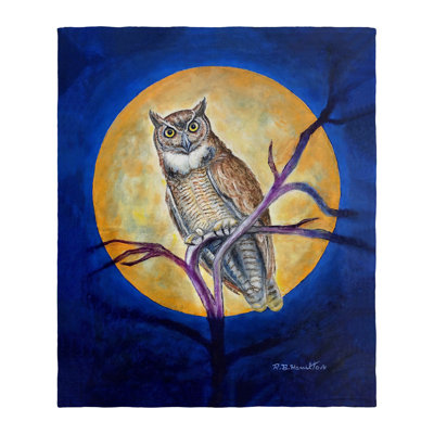 Jeté en soie Owl in Moon