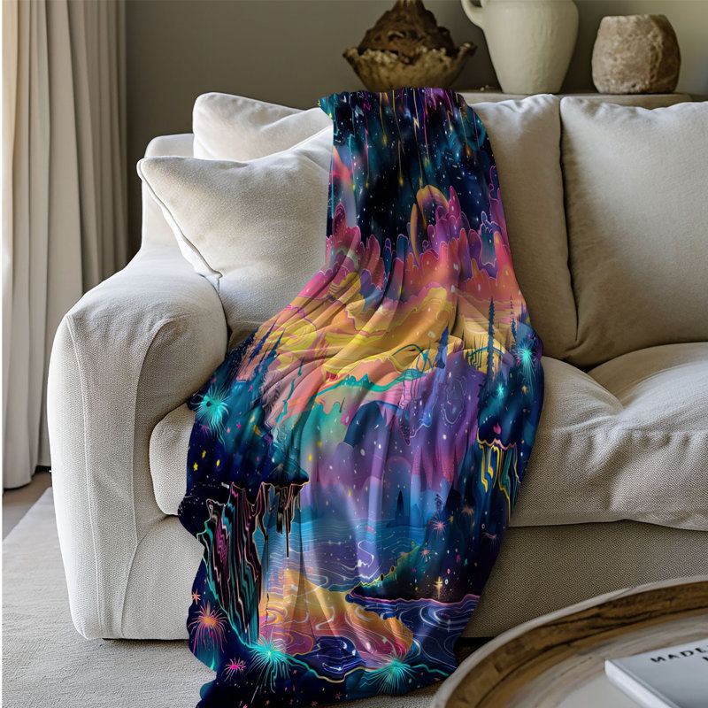 Couverture en sherpa de qualité supérieure 1 pièce Moonlit Stardust Dreams, Lit simple