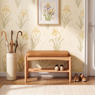 Assembled Solid Beech Upholstered Shoe Bench