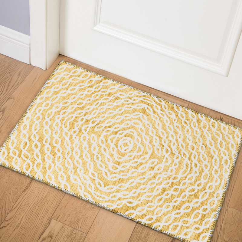 Anndria Washable Geometric Indoor / Outdoor Rug, Rectangle 3' x 5'