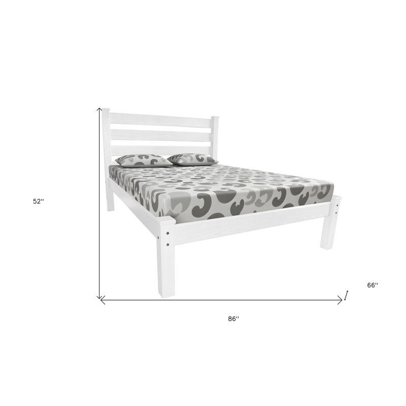 White Solid Wood Queen Bed Frame