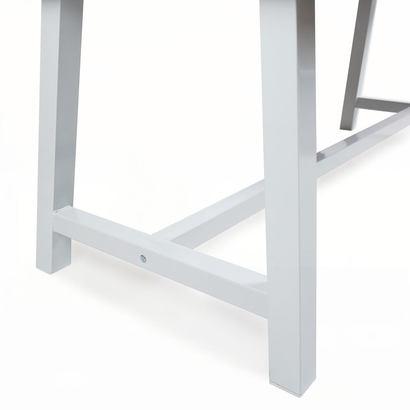 Table de salle à manger d'extérieur Polanco, Plateau brun foncé / base blanche
