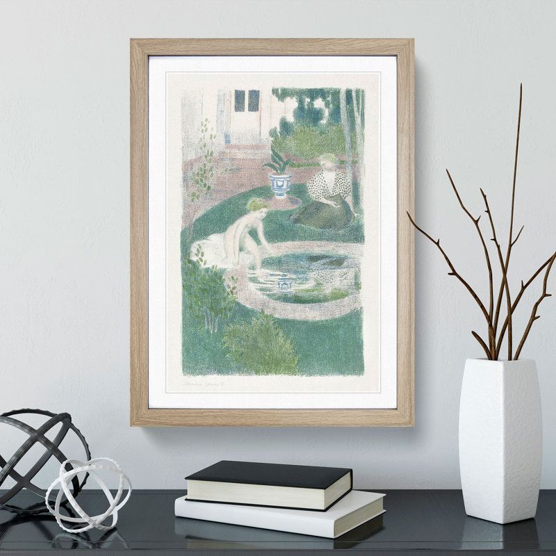 The Reflection in the Fountain by Maurice Denis - Picture Frame Painting, 48cm H x 36cm W x 2cm D, Oak Framed