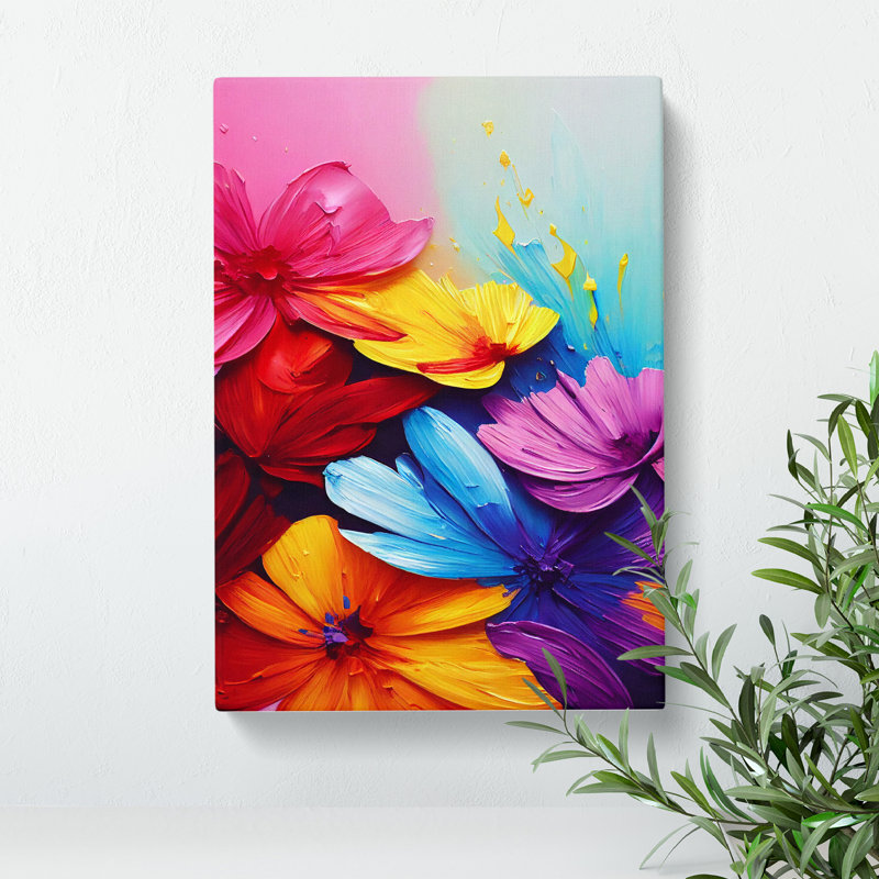 Paint Drips Flowers No.5 Abstract - Wrapped Canvas Print, 76cm H x 50cm W x 3cm D