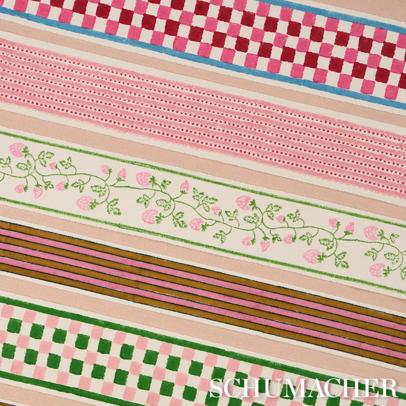 Schumacher X Molly Mahon Chequer Hand Block Trim, Pink