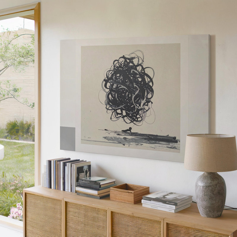 Art mural sur toile, encre enchevêtrée, toile abstraite, ligne noire, prête à accrocher, galerie, décoration intérieure, conception moderne, qualité supérieure